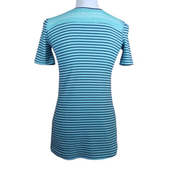 Mudd Green & Blue Striped Short Sleeved Top Size 8 - Picture 3 of 12